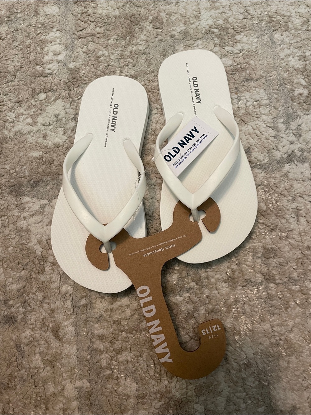 Old Navy White Kids' Flip Flops size 12/13C-NWT